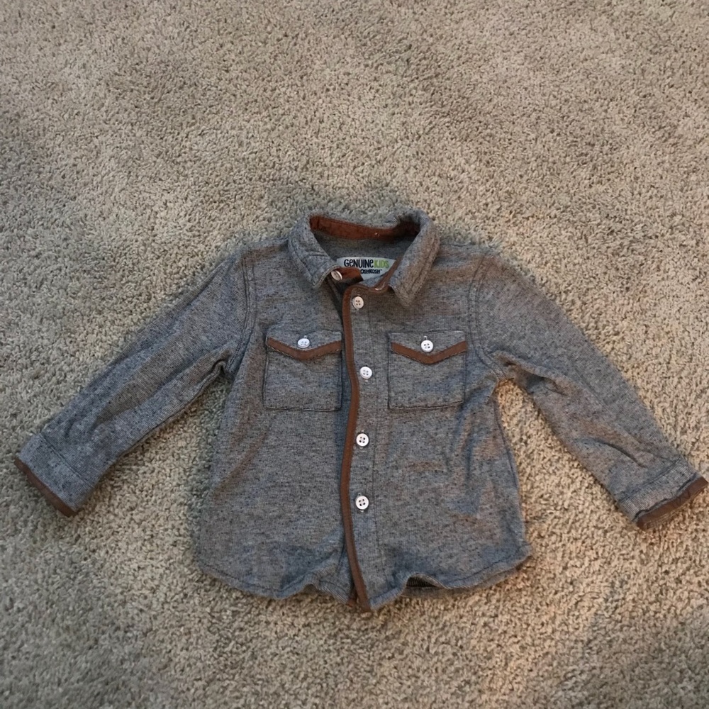 Boys long sleeve button down shirt - size 12MO